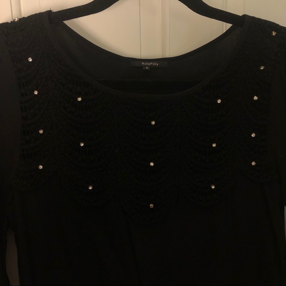 ROLYPOLY diamond encrusted black blouse